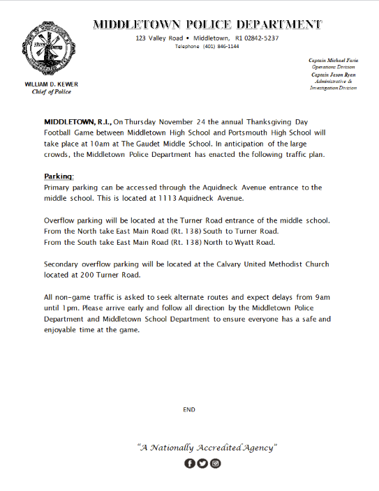 Thanksgiving Game Press Release